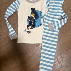 Hanna Andersson size 140 (10) Blue and White Striped Pajama Set